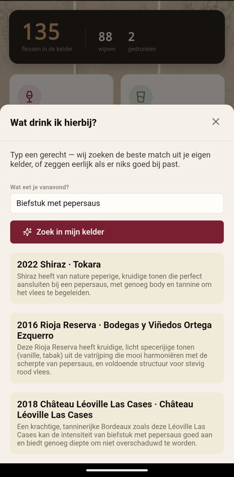Cave wijnpairing bij een gerecht